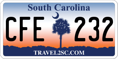 SC license plate CFE232