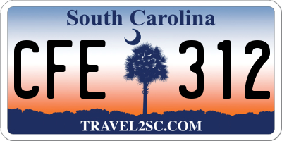 SC license plate CFE312