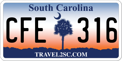 SC license plate CFE316