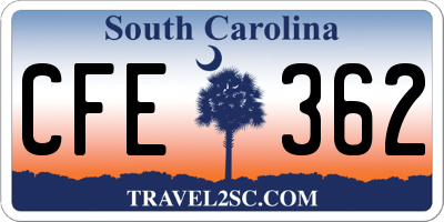 SC license plate CFE362