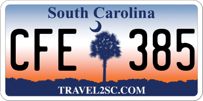 SC license plate CFE385