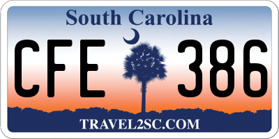 SC license plate CFE386