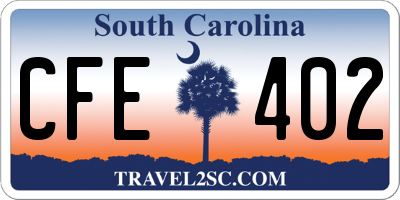 SC license plate CFE402