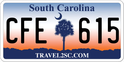 SC license plate CFE615