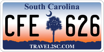 SC license plate CFE626