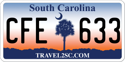 SC license plate CFE633