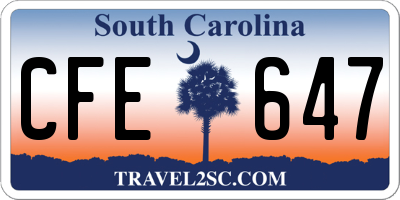 SC license plate CFE647