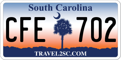 SC license plate CFE702