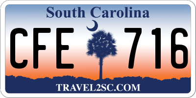 SC license plate CFE716