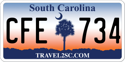 SC license plate CFE734