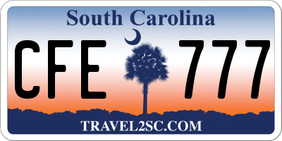 SC license plate CFE777