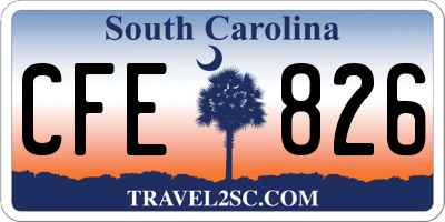 SC license plate CFE826