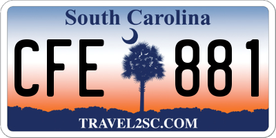 SC license plate CFE881