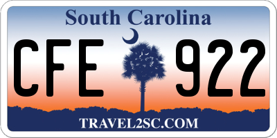 SC license plate CFE922