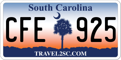 SC license plate CFE925