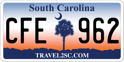 SC license plate CFE962