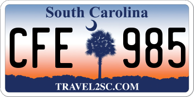 SC license plate CFE985