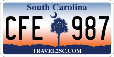 SC license plate CFE987