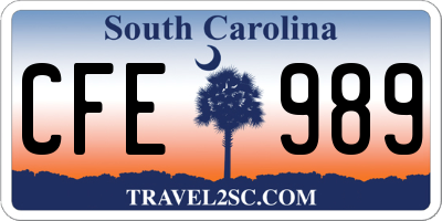 SC license plate CFE989