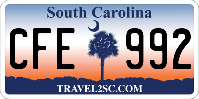 SC license plate CFE992