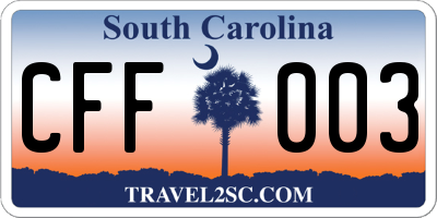 SC license plate CFF003