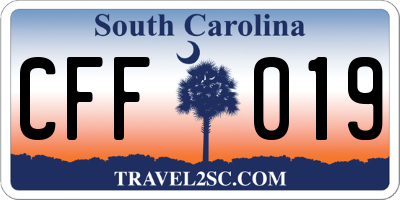 SC license plate CFF019