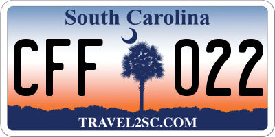 SC license plate CFF022
