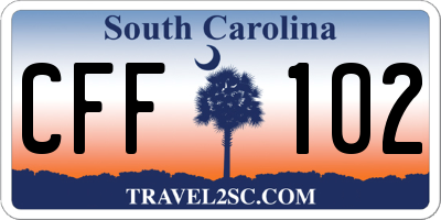 SC license plate CFF102