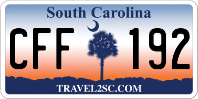 SC license plate CFF192
