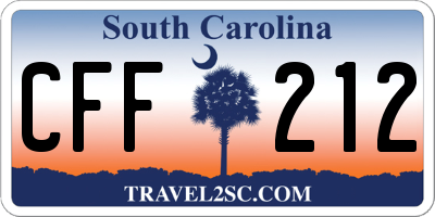 SC license plate CFF212
