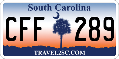 SC license plate CFF289