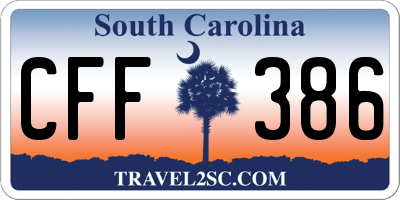 SC license plate CFF386