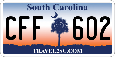 SC license plate CFF602