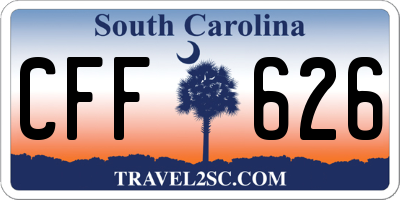 SC license plate CFF626