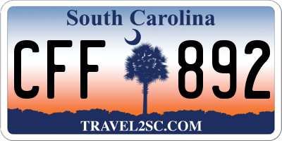 SC license plate CFF892