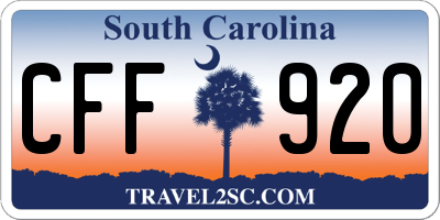 SC license plate CFF920