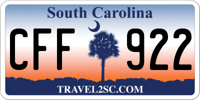 SC license plate CFF922