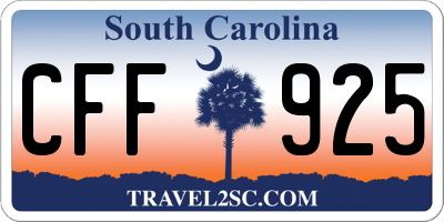 SC license plate CFF925