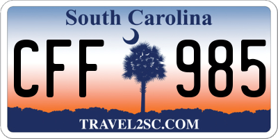 SC license plate CFF985