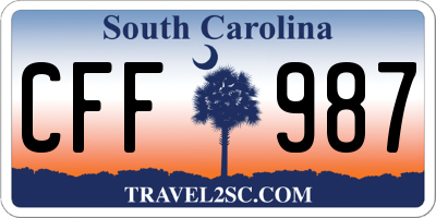 SC license plate CFF987