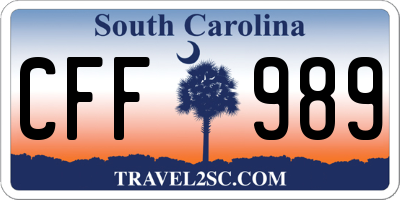 SC license plate CFF989