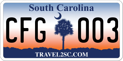 SC license plate CFG003