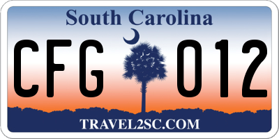 SC license plate CFG012