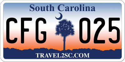 SC license plate CFG025