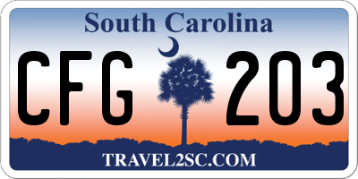 SC license plate CFG203
