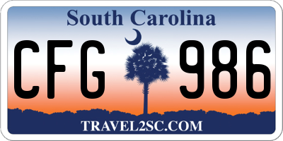 SC license plate CFG986