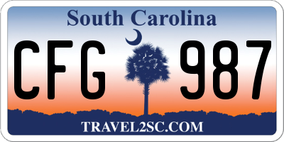 SC license plate CFG987