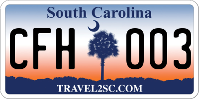 SC license plate CFH003