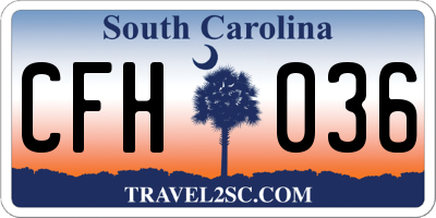 SC license plate CFH036