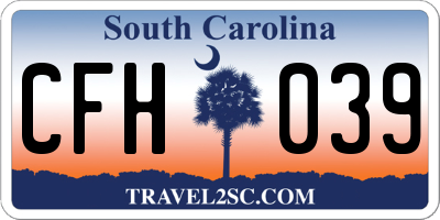 SC license plate CFH039